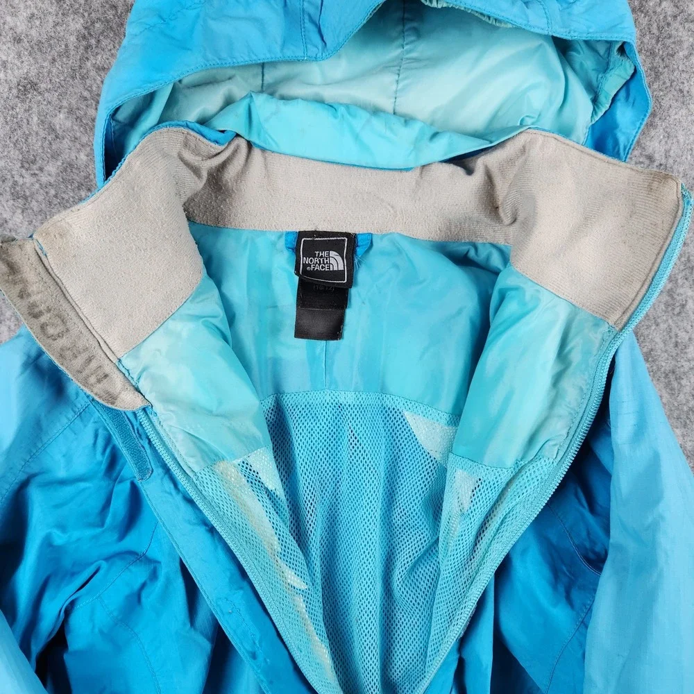 The North Face HyVent Jacket Girls M 10/12 Blue Hooded Rain Shell Hiking Outdoor - Picture 8 of 16